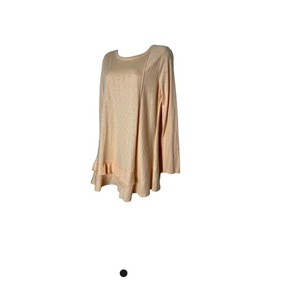 Soft Surroundings Long Sleeve Scoop Neck Ruffle Tiered Hem Tunic Top Size M Pima - Picture 2 of 8